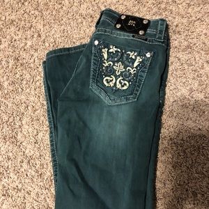 Miss Me skinny teal colored jeans size 29